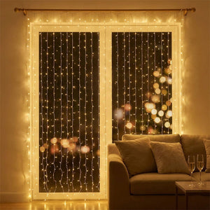 Rideau lumineux LED décoration Noël fenêtre intérieure