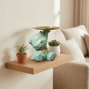 Statue ours résine vert menthe étagère flottante salon minimaliste
