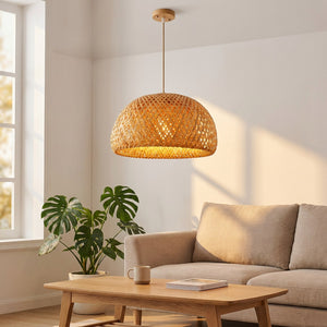 Suspension bambou cloche 26cm salon scandinave minimaliste