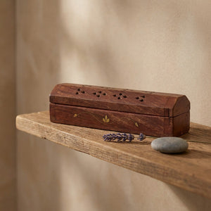 Porte-encens bois creux étagère murale zen décoration