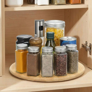 Plateau tournant bambou 35 cm à intérieur placard cuisine avec condiments organisés