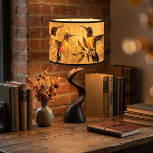 Abat-jour bambou vintage sur lampe de bureau bois ombres botaniques