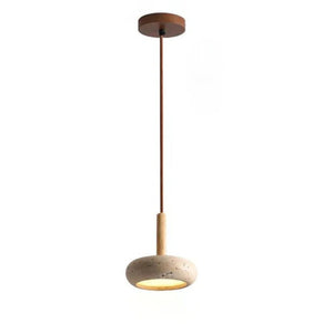 Vue de face de la suspension travertin LED pierre naturelle