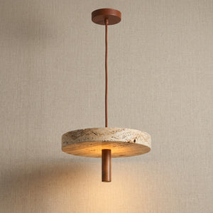 Suspension travertin Wabi Sabi - vue produit fond naturel neutre