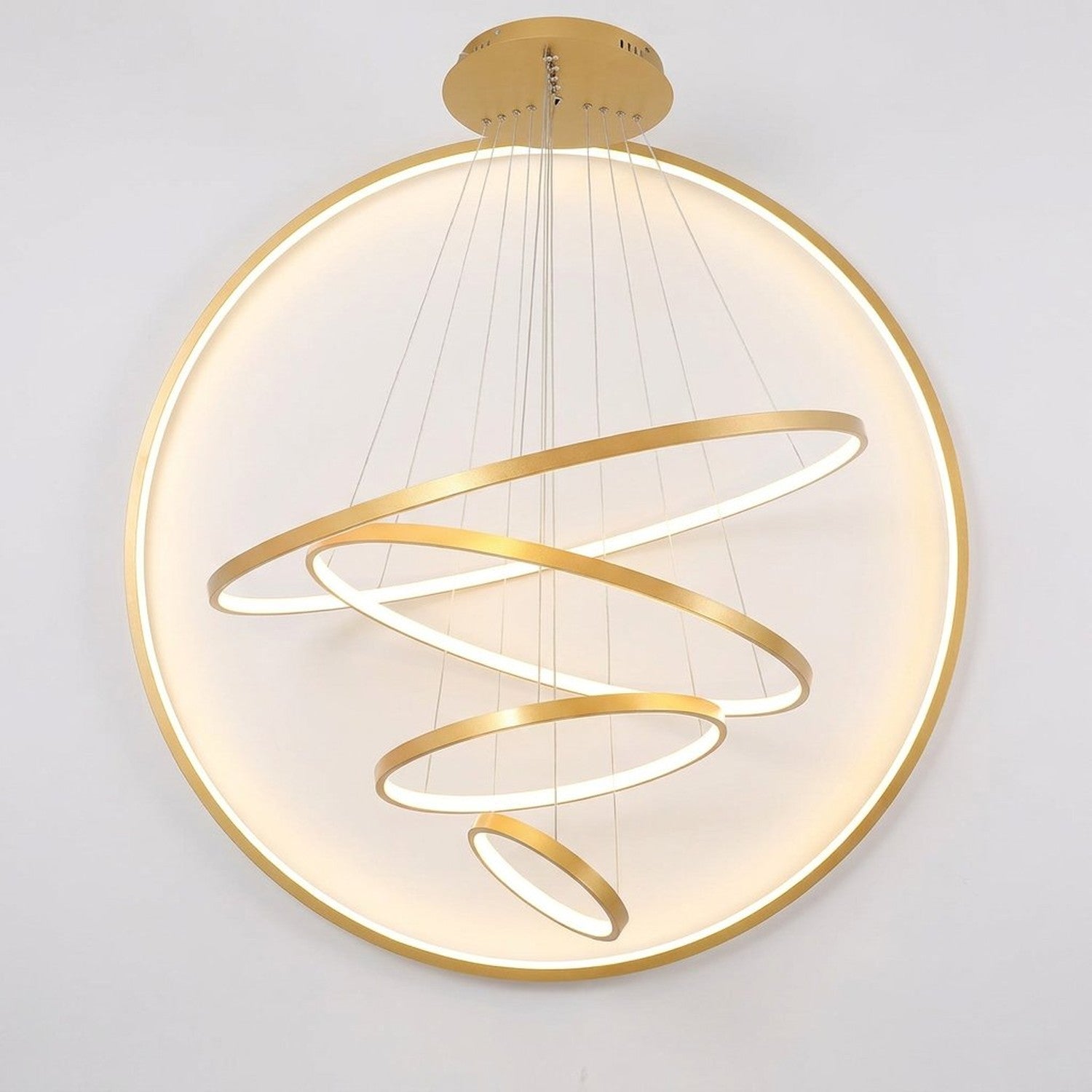 Lustre anneau LED cadre doré