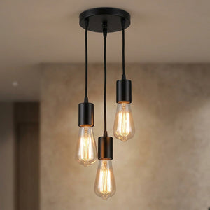 Lustre araignée vintage noir à trois douilles E27