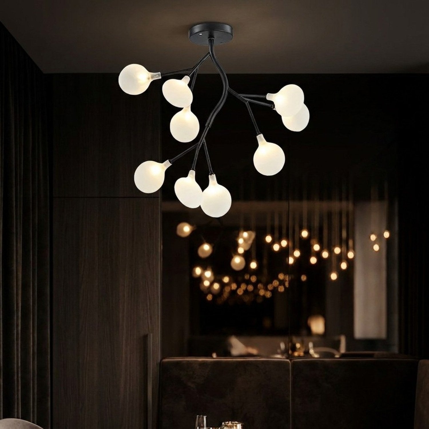 Lustre constellation nordique Noir 9 lumières