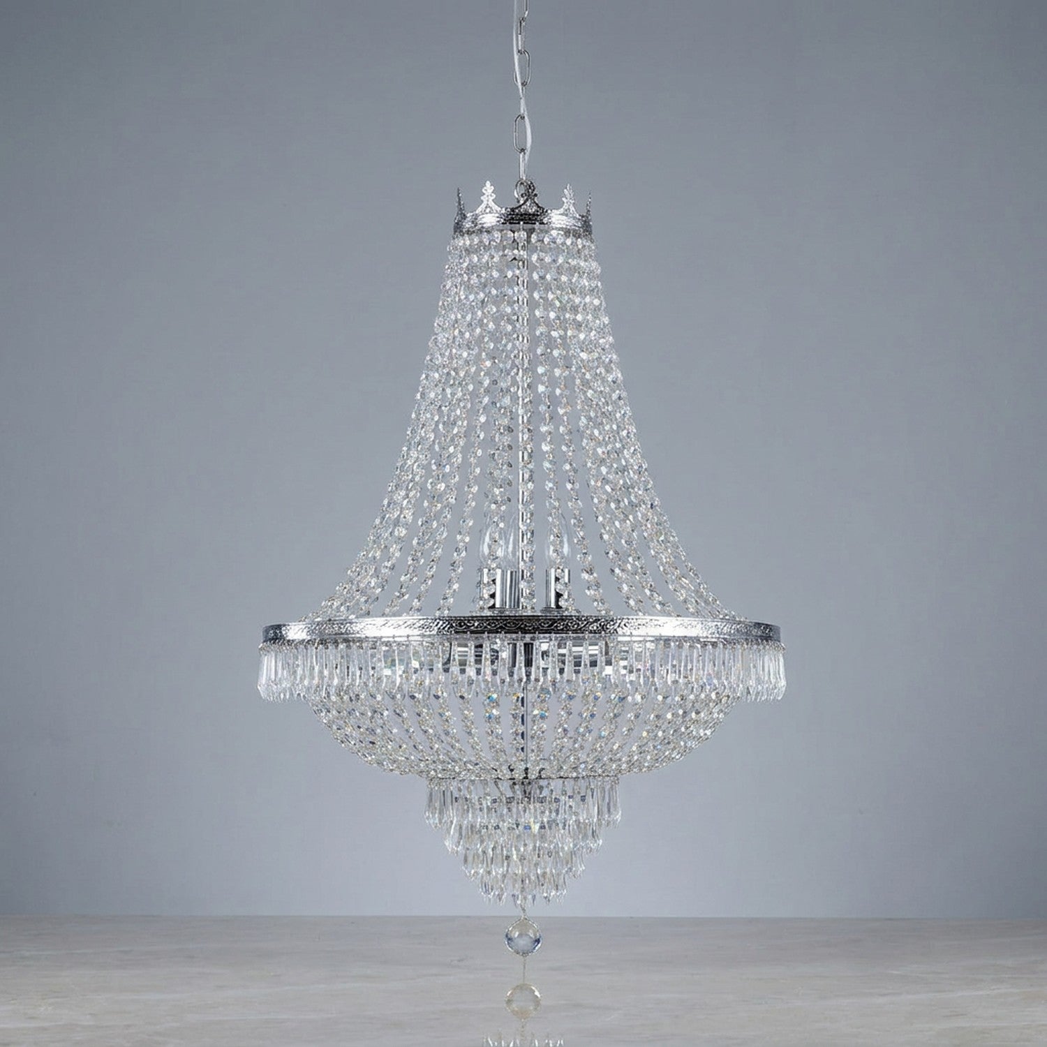 Lustre en cristal LED finition Argenté style Empire