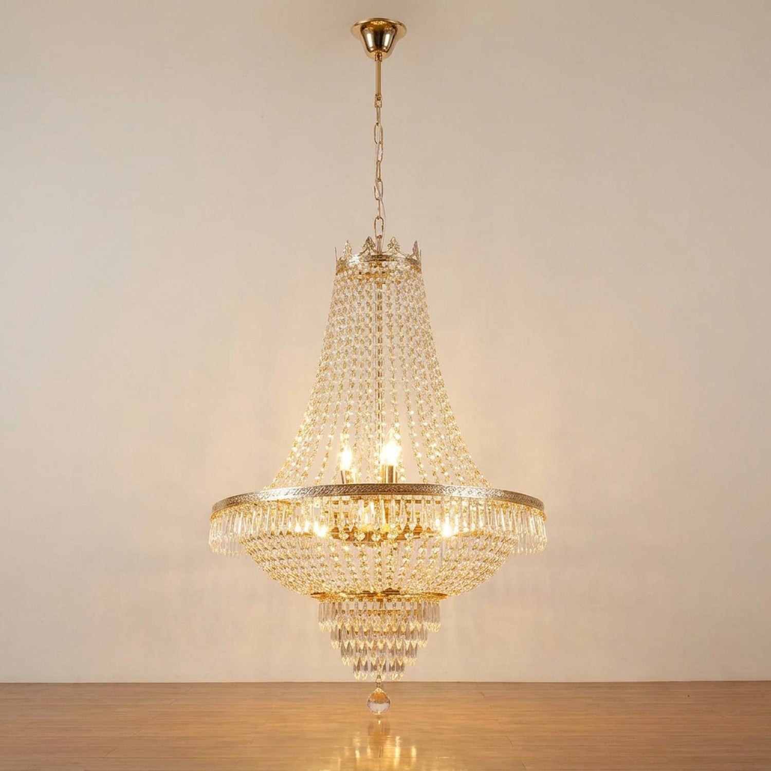 Lustre en cristal LED finition Doré style Empire