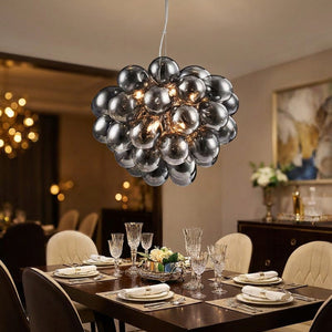 Lustre grappe 8 sphères format ronde 50 cm