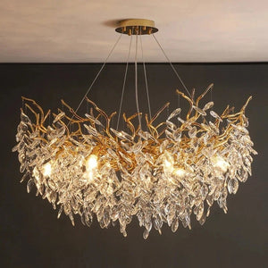 Lustre LED cristal rond vue d ensemble chez soi ambiance chaleureuse