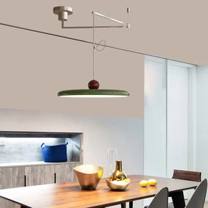 Lustre LED pivotant bras déporté abat-jour plat photo détail 2