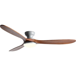 Lustre ventilateur plafond vignette finition gris bois