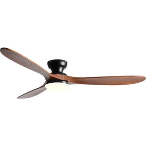 Lustre ventilateur plafond vignette finition noyer noir