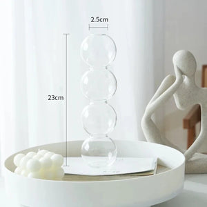 Dimensions du grand vase M en verre à bulles 23 cm de hauteur ouverture 2,5 cm