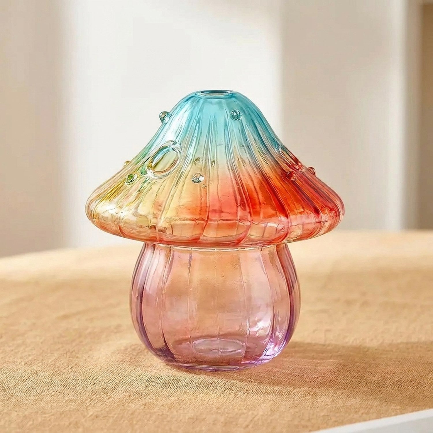 Vase champignon en verre coloré boho arc-en-ciel