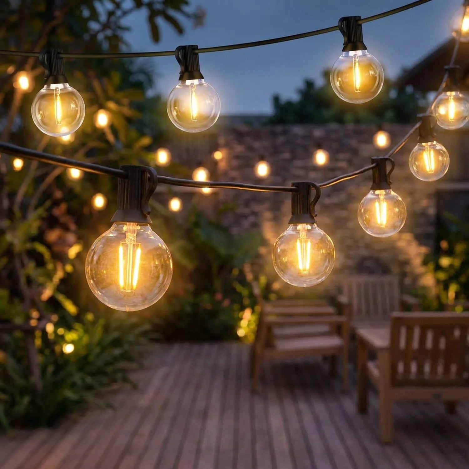 Guirlande lumineuse guinguette extérieure globe LED G40 IP65 terrasse