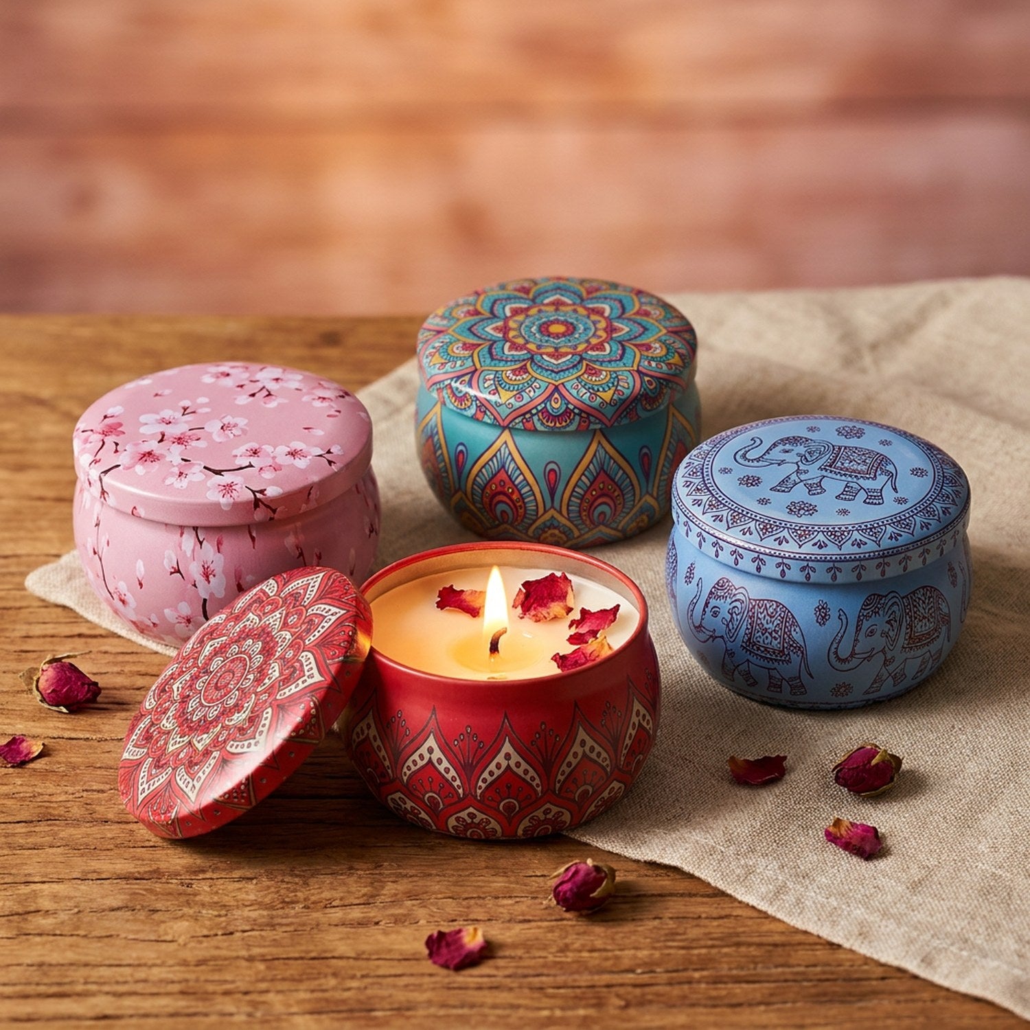 Bougie parfumée lot de 4 motifs arabesques style oriental