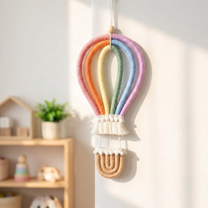 Ornement suspendu arc-en-ciel tissé coton décoration chambre enfant