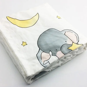 Couverture bébé minky imprimé éléphant et lune