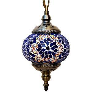 Suspension mosaïque turque coloris Bleu globe en verre