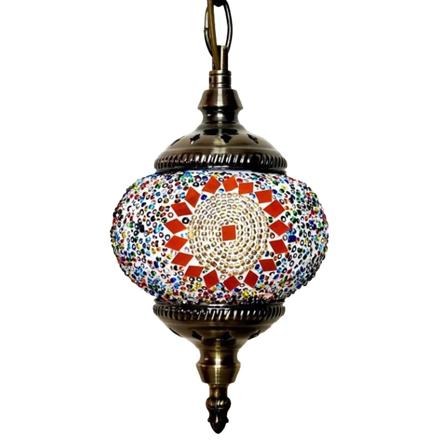 Suspension mosaïque turque coloris Rouge globe en verre