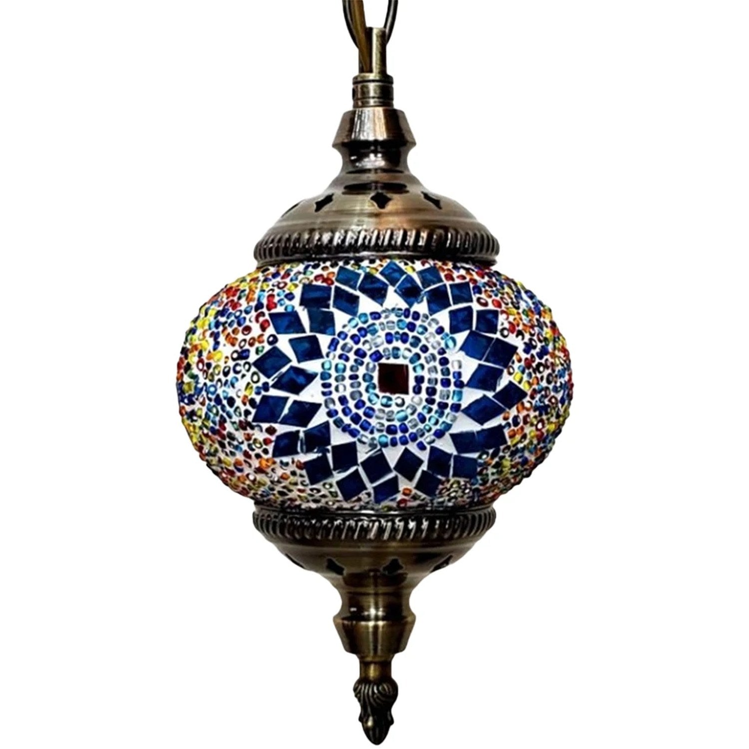 Suspension mosaïque turque coloris Turquoise globe en verre