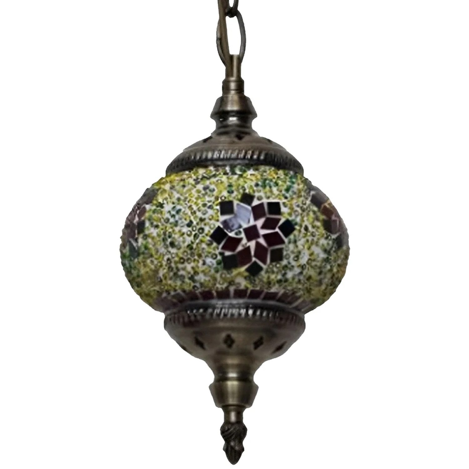 Suspension mosaïque turque coloris Verte globe en verre