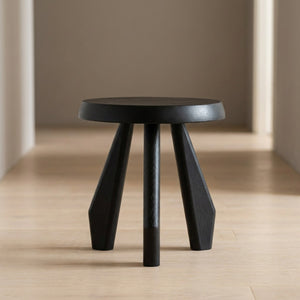 Tabouret haut en bois noir avec pieds carrés tripode