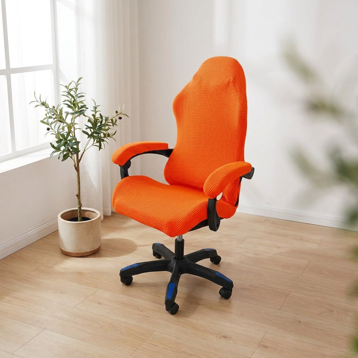 Housse de chaise gaming orange en tissu maille