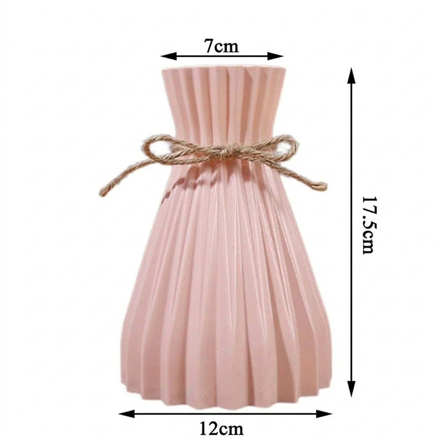 Schéma des dimensions du vase plissé hauteur 17,5 cm diamètre 12 cm en bas et 7 cm en haut