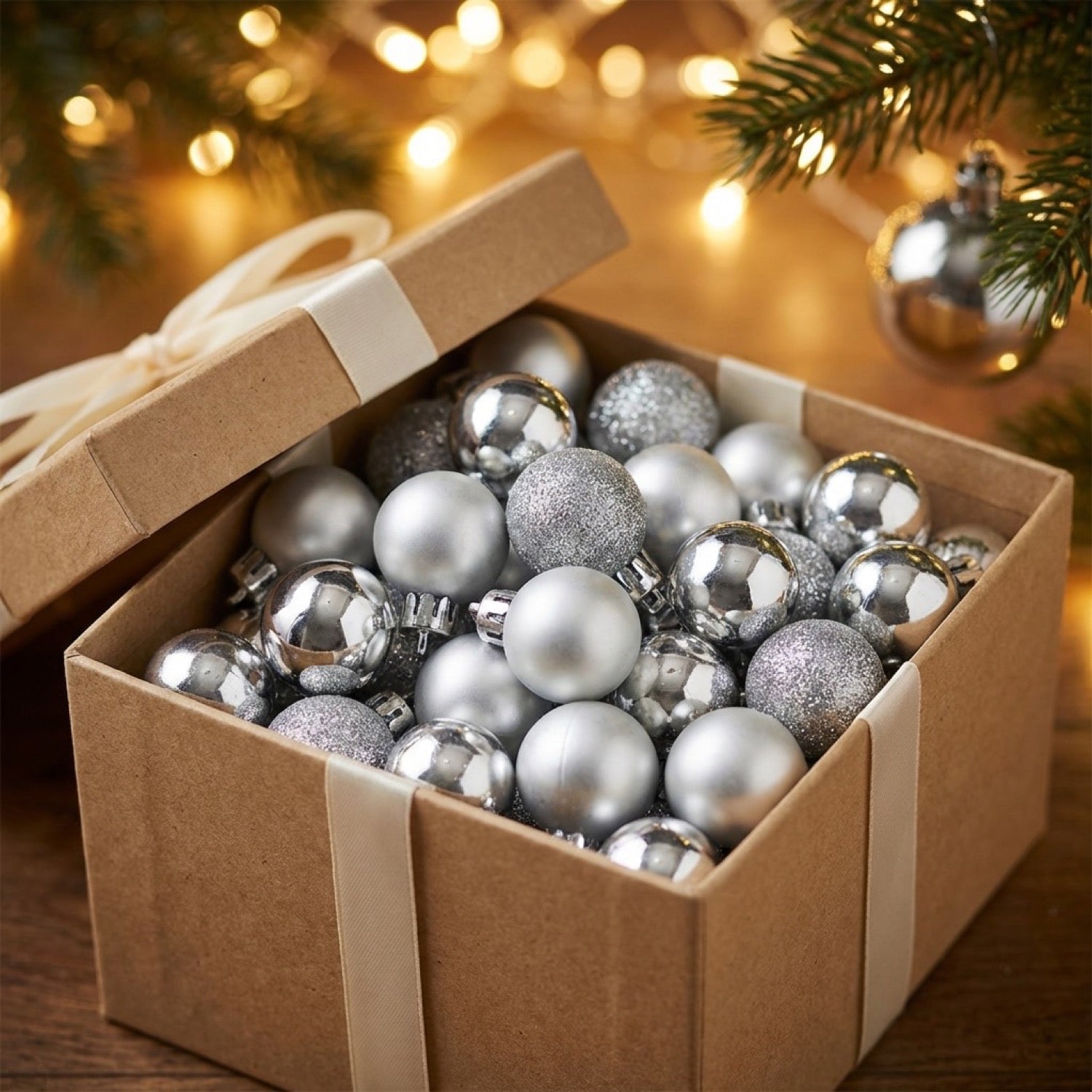 Boule de Noël Argenté decoration sapin