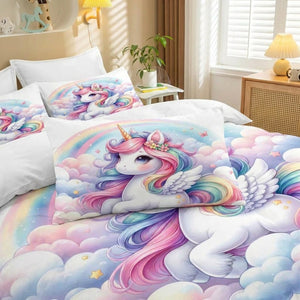 Parure de lit licorne modèle Nuage avec taie assortie