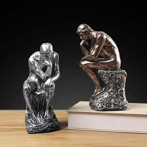 Statue Penseur Rodin résine dorée bureau
