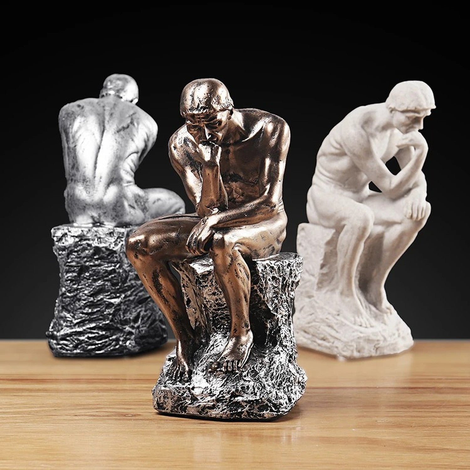 Statue Penseur Rodin résine sable décoration