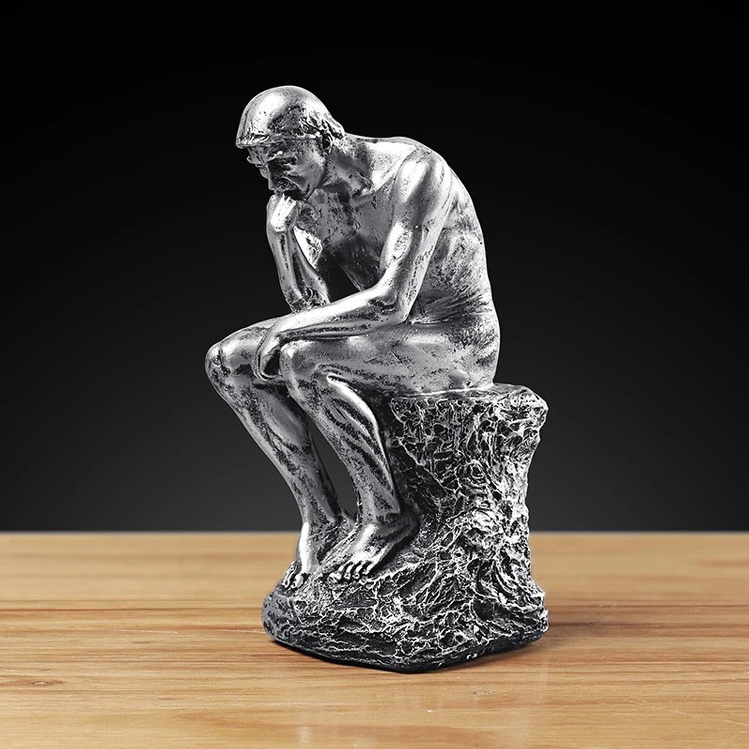 Statue Penseur Rodin couleur argent