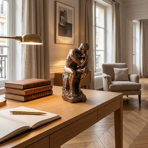 Statue Penseur Rodin sur bureau moderne décoration
