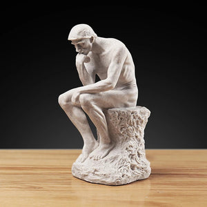 Statue Penseur Rodin couleur sable beige