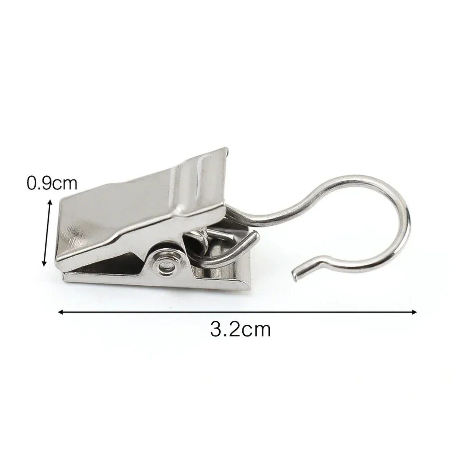 Dimensions d'une pince de rideau 3,2 cm de long et 0,9 cm de haut