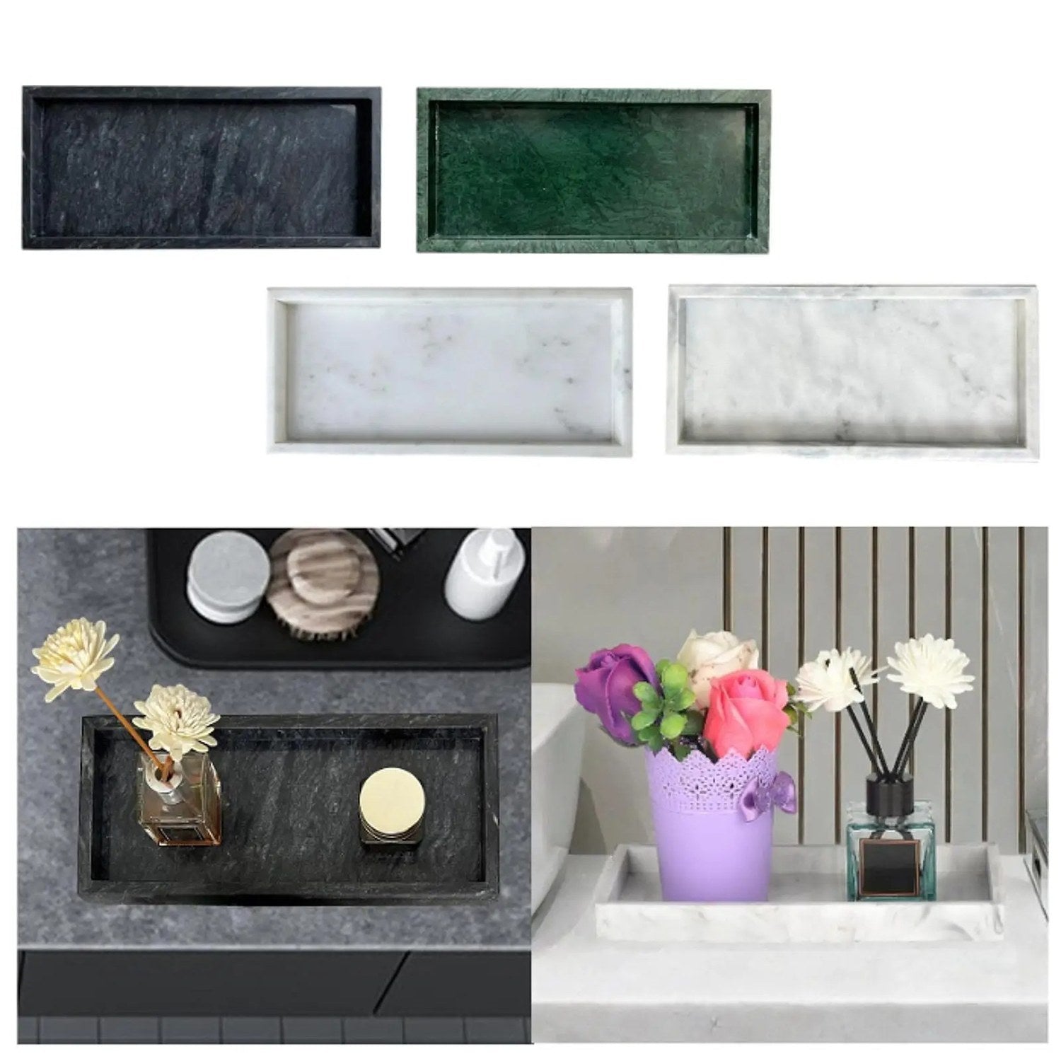 Organisateur en marbre naturel pour bijoux et parfums