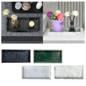Plateau décoratif en marbre naturel pour salle de bain