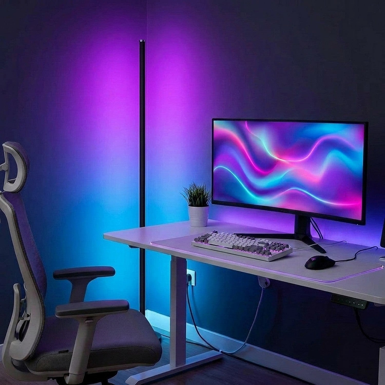 Lampadaire LED RGB éclairage bureau gaming violet