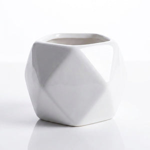 Pot losange céramique blanc pour succulentes