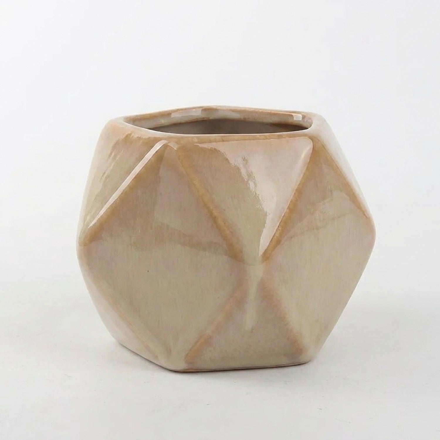 Pot losange céramique café pour succulentes