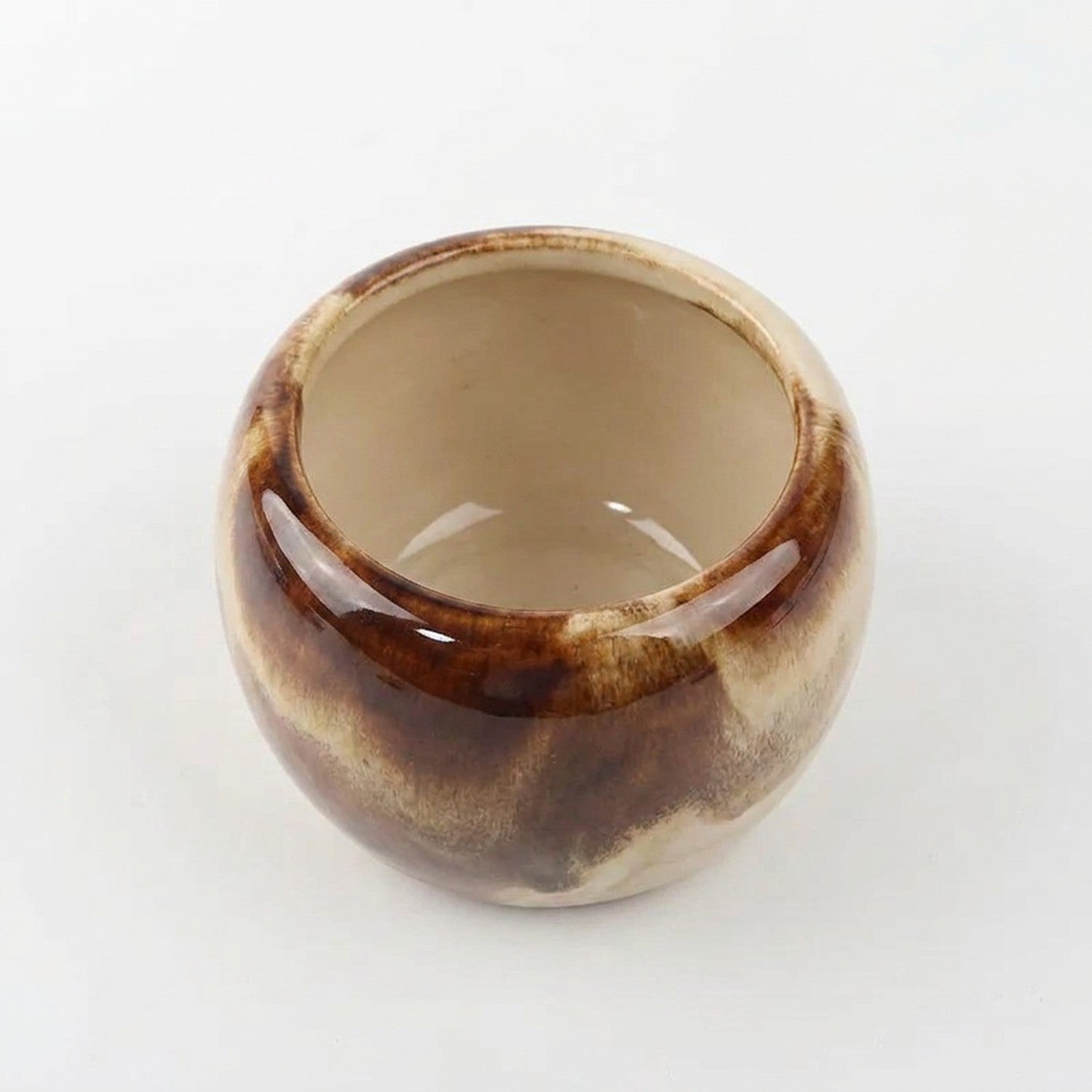 Pot rond céramique café pour succulentes