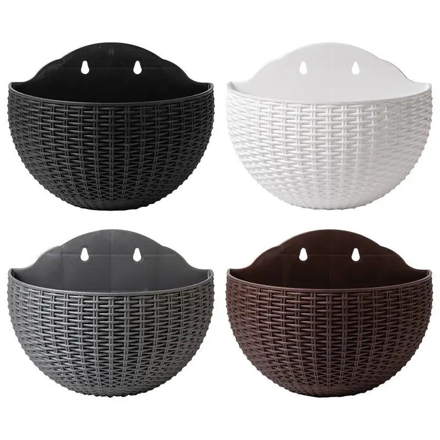 Pot de fleur mural demi-lune imitation rotin différents coloris disponibles