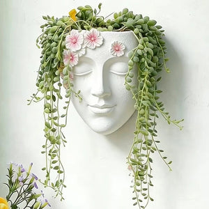 Pot de fleurs mural visage en résine - caractéristiques produit