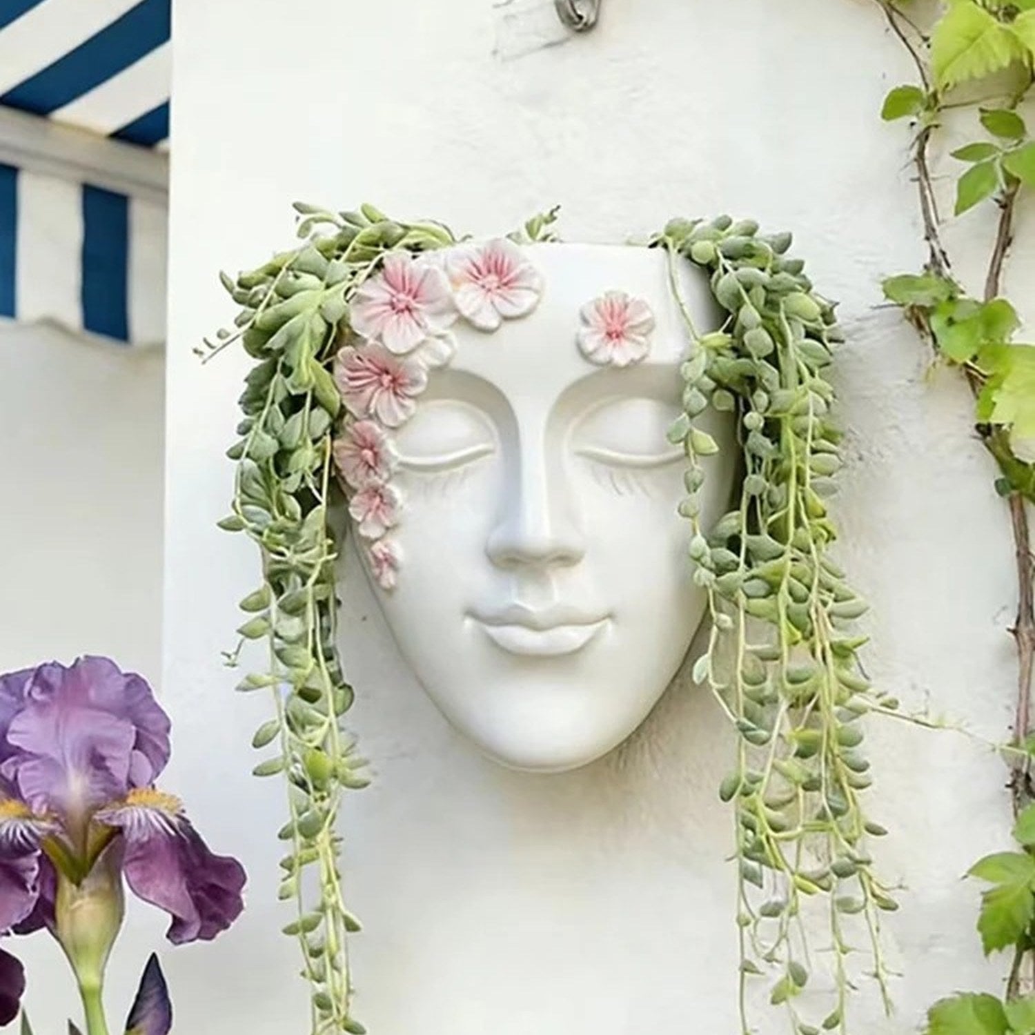 Pot mural visage en résine - matériaux résine légère