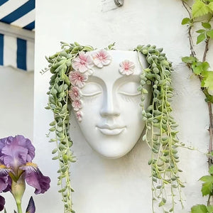 Pot mural visage en résine - matériaux résine légère