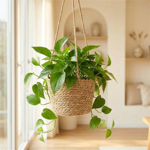 Pot de fleur suspendu en jute tressé décoration boho naturelle
